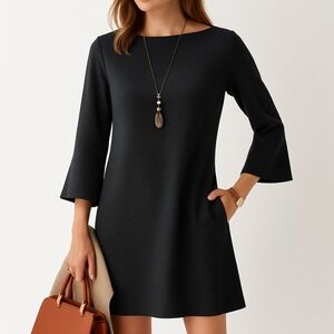 Lafayette 148 Womens M Gray Minimalist Modern Shift Dress Business Preppy NWOT